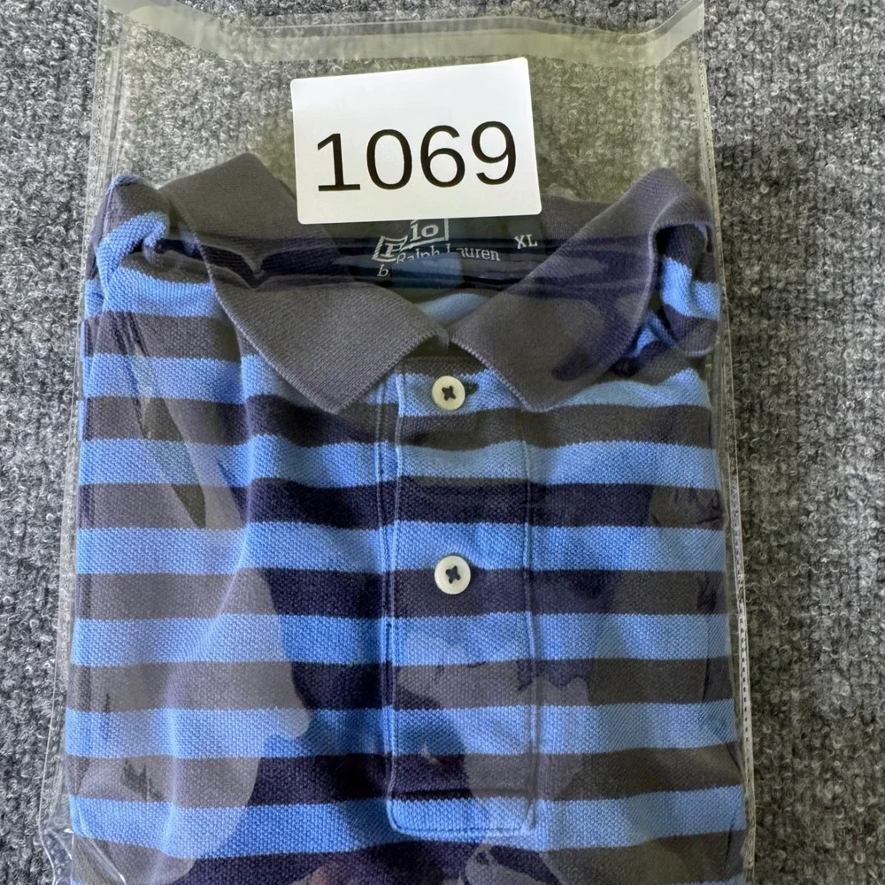 Polo Ralph Lauren Polo Shirt Mens XL Heritage Cotton Classic Striped Blue Short